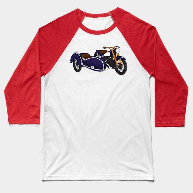 Sidecar purple motorcycle illustration Baseball T-Shirt by Cartoons of fun